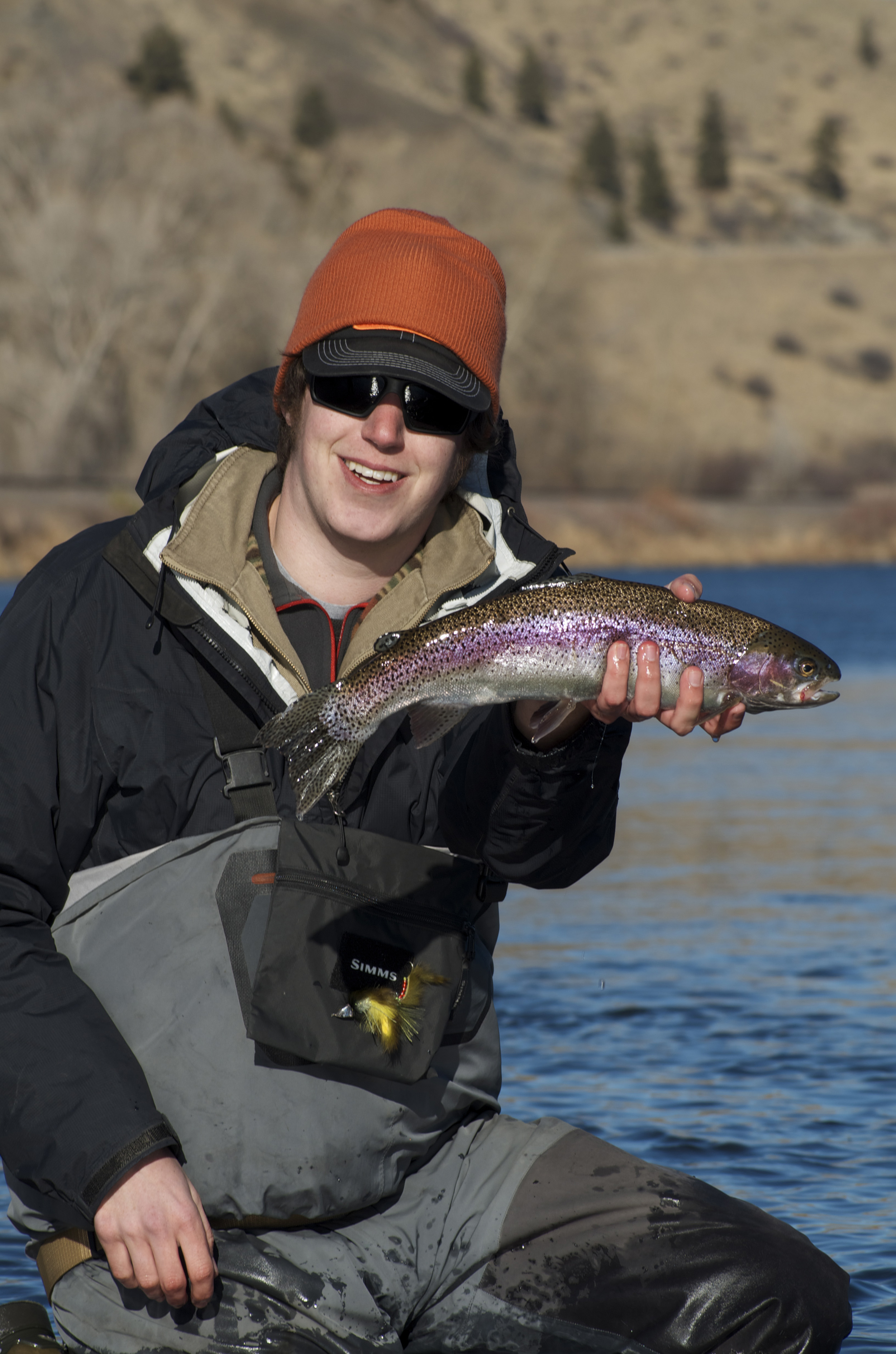 Jeff's catch of the day fly fishing montana, montana wild, missouri river, brown trout, rainbows, winter, outdoors, nymphing, action, Headhunters fly shop
